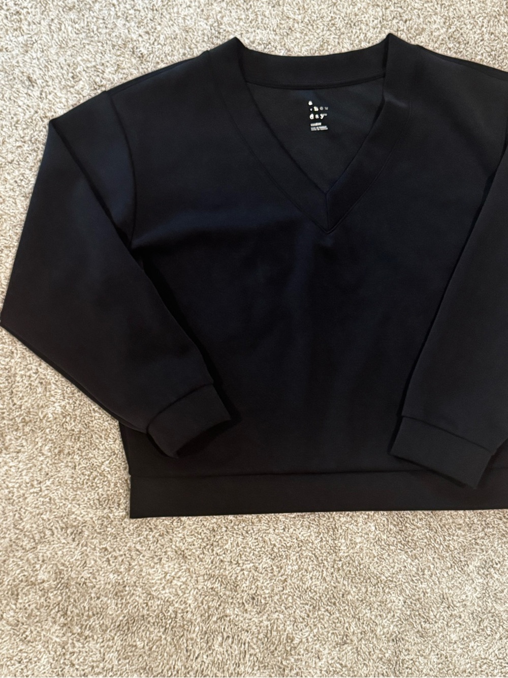A New Day Women’s Black V-Neck Pullover Sweatshirt Long Sleeve Casual Top Medium - Picture 9 of 10